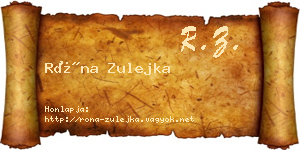 Róna Zulejka névjegykártya